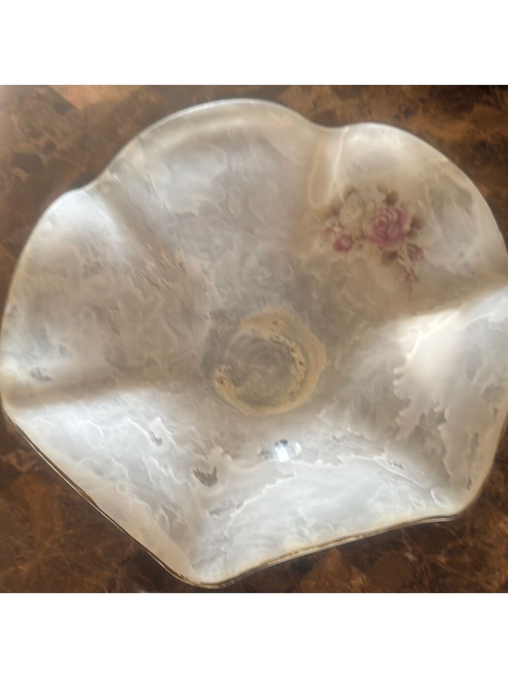 Murano White and Pink Glass Accent Piece with Organic Design